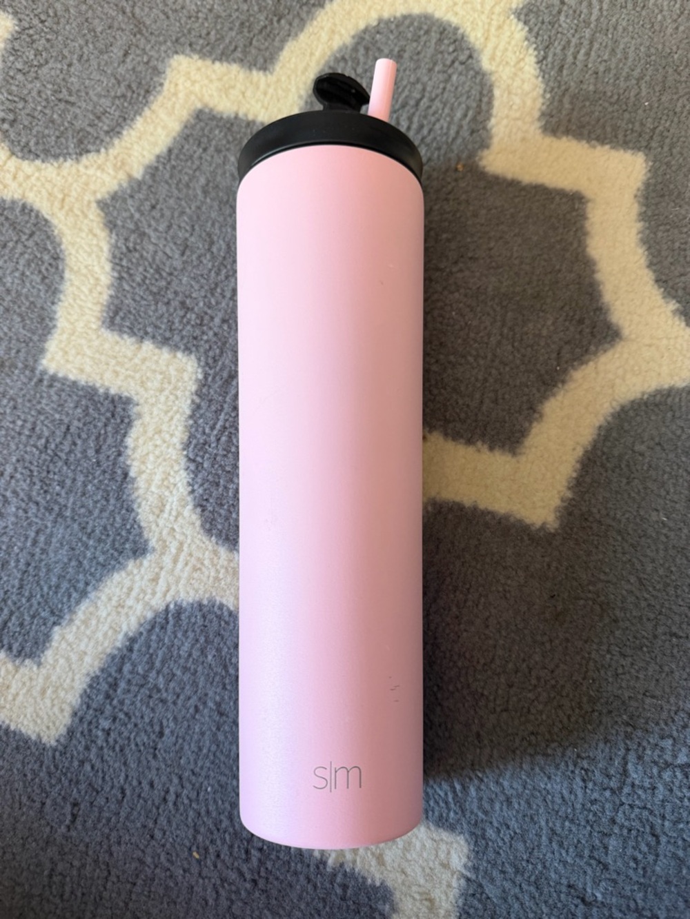 S'well Inspired Slim Pink Stainless Steel Water Bottle with Straw Lid